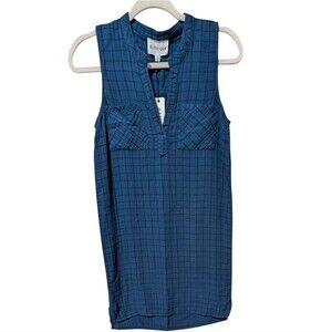 NWT Olive + Oak subtle grid pattern sleeveless dress gauzy cotton summer XS